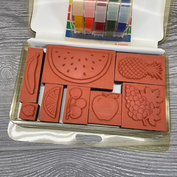 NEW Vintage All Night Media Rubber Fruit Tutti Frutti Craft Stamp Design Kit Set - Picture 3 of 4